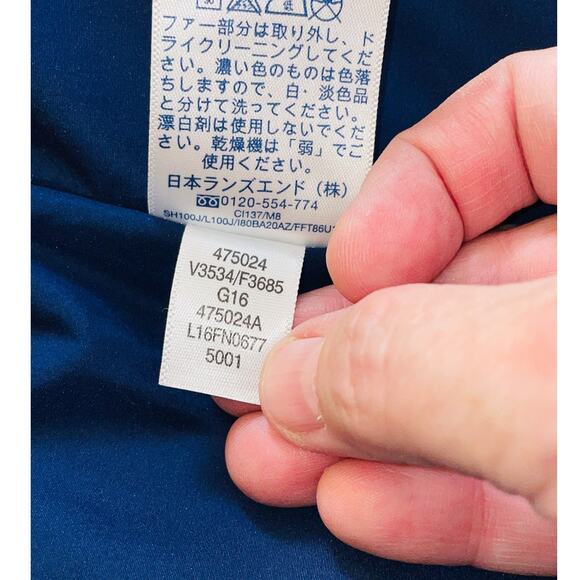 Lands' End Long Down Puffer Coat - Size S (6-8) - Vibrant Blue w/ Faux Fur Hood - Picture 12 of 12